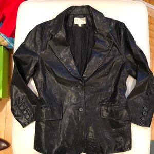 Elizabeth and James  black leather blazer